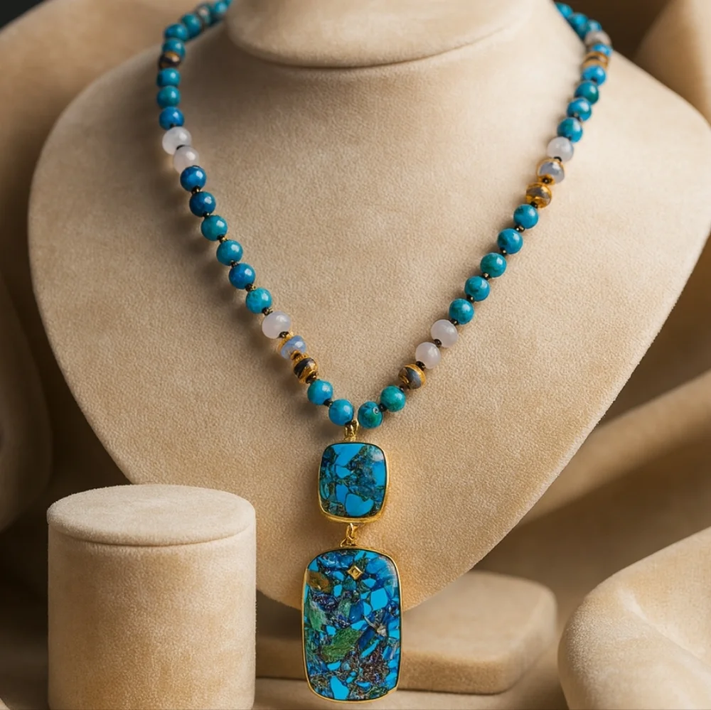 Radiant Orgonite Energy Pendant & Vibrant Crystal Beads Boho-Chic Necklace - Picture 7 of 13
